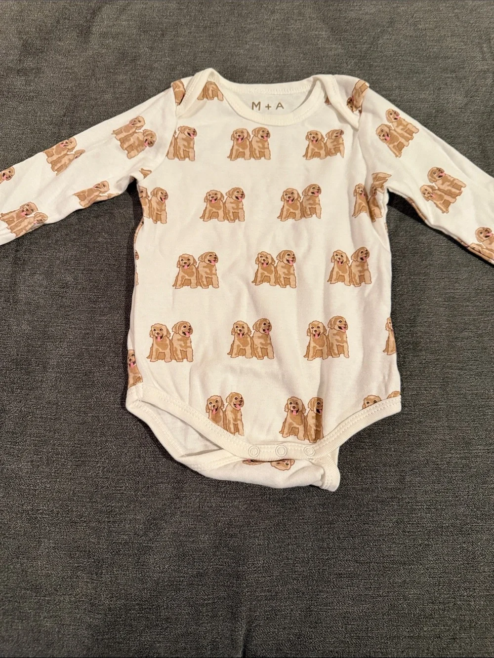 M+A Cream Puppy Print Kids Matching Set - Long Sleeve Bodysuit & Pants 🐶🐾 - Picture 5 of 7